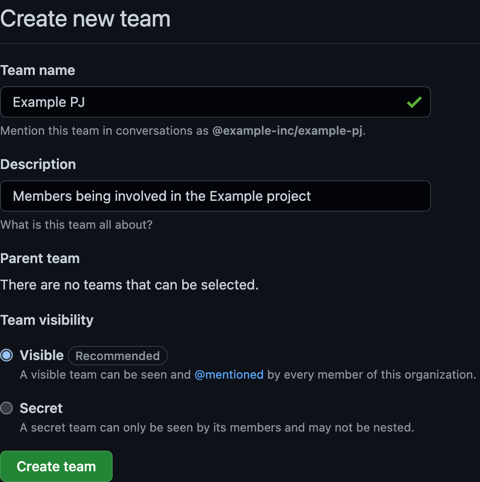 Team Creation