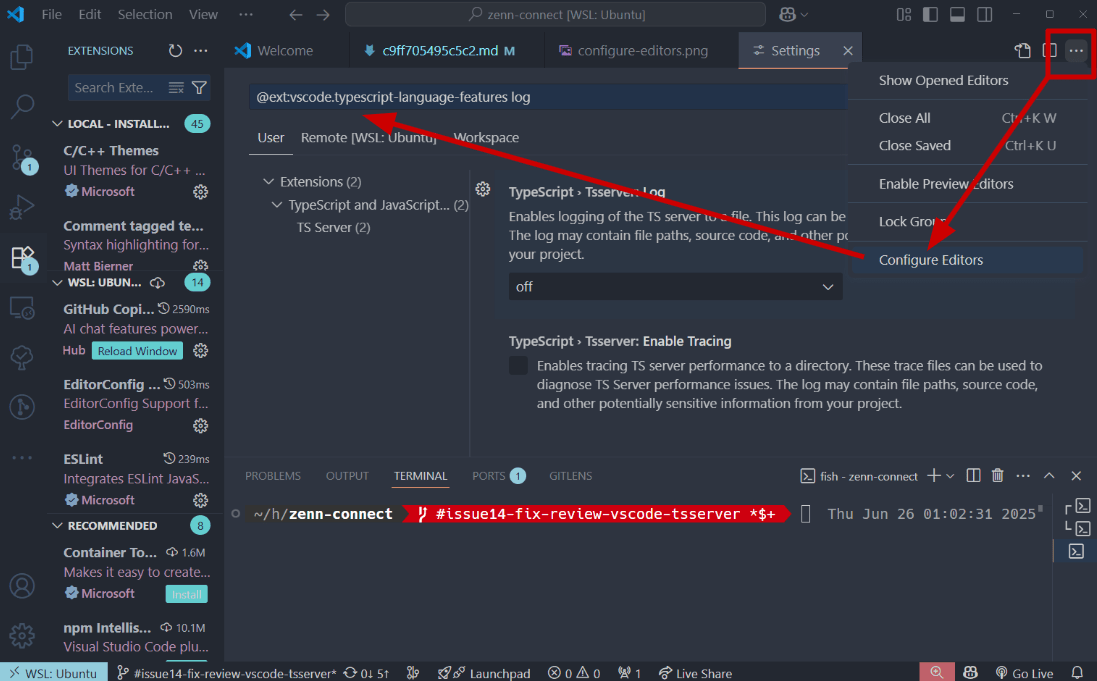 configure editorsでを開く