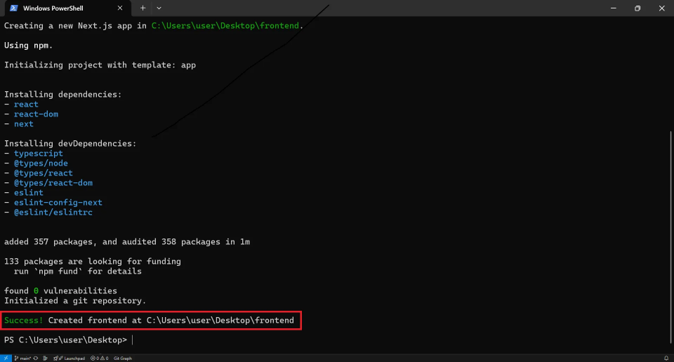 npx create-next-app@latestの実行結果