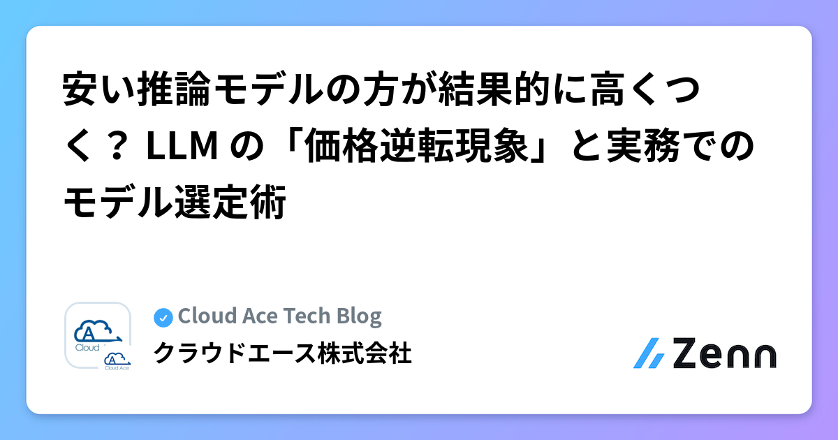 安い推論モデルの方が結果的に高くつく? LLM の「価格逆転現象」と実務でのモデル選定術