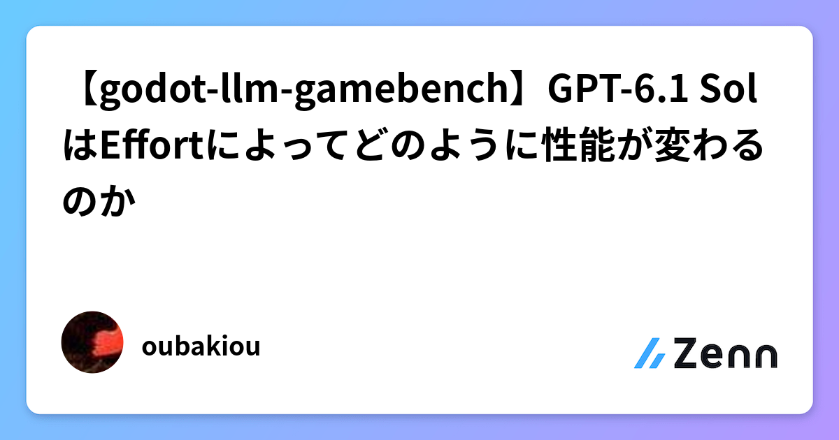 【godot-llm-gamebench】GPT-6.1 SolはEffortによってどのように性能が変わるのか