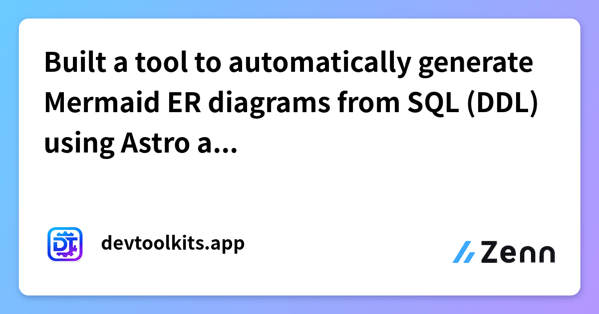 Built a tool to automatically generate Mermaid ER diagrams from SQL ...