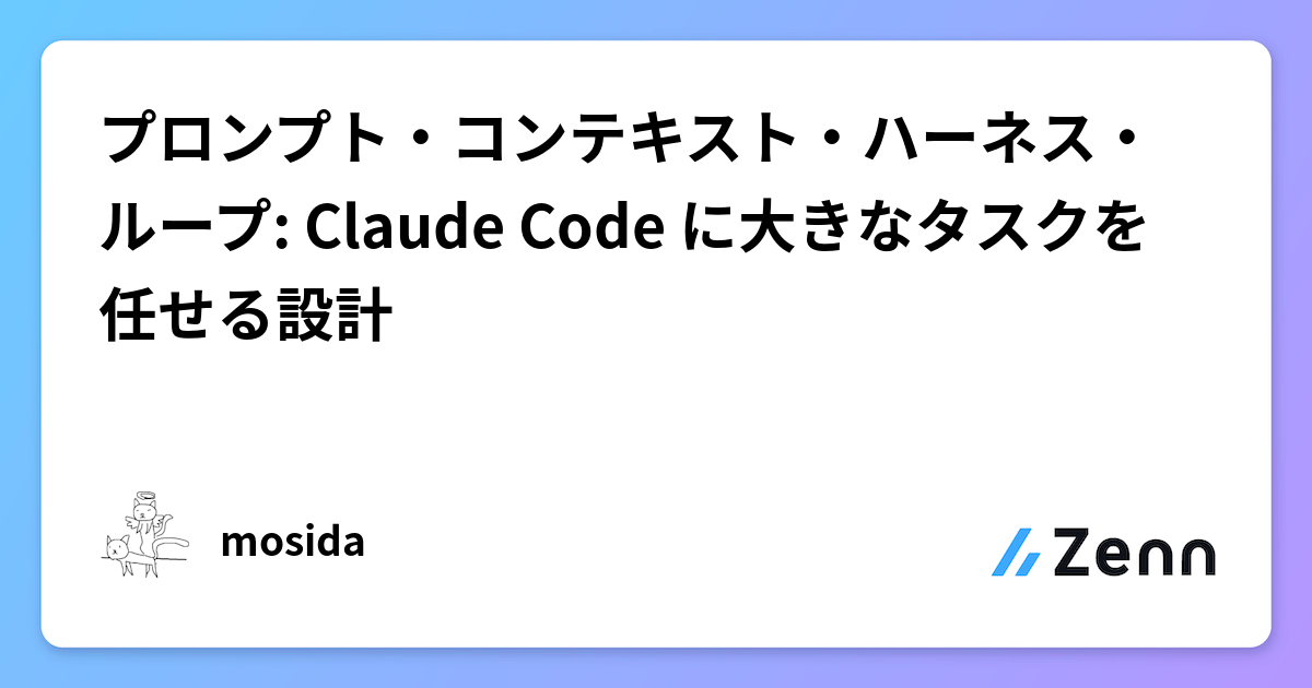 プロンプト・コンテキスト・ハーネス・ループ: Claude Code に大きなタスクを任せる設計