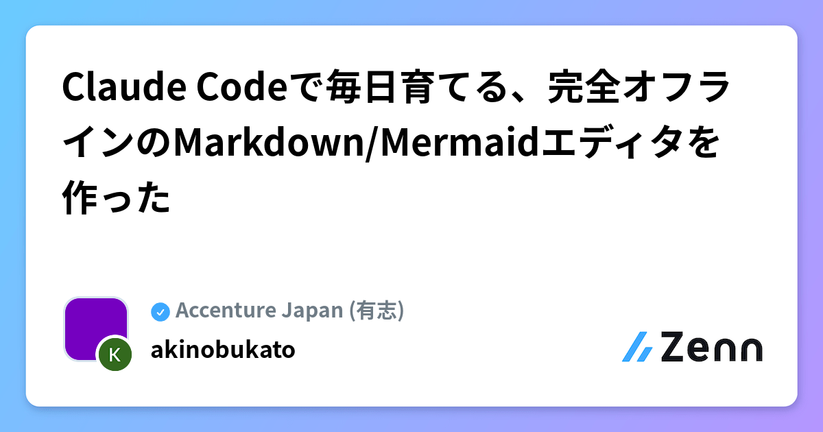 Claude Codeã§æ¯æ¥è²ãŠããå®å
šãªãã©ã€ã³ã®Markdown/Mermaidãšãã£ã¿ãäœã£ã