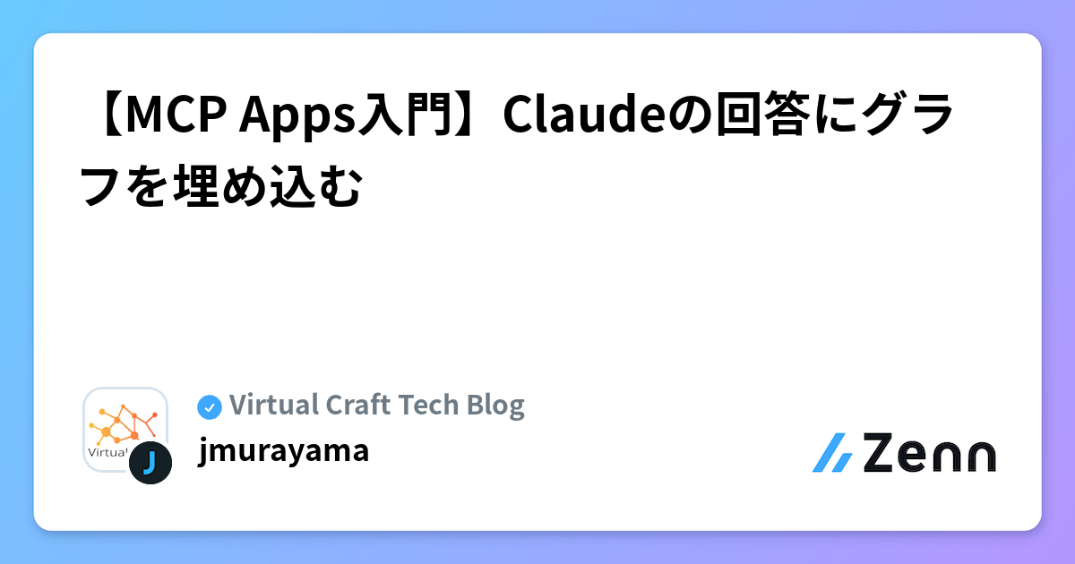 【MCP Apps入門】Claudeの回答にグラフを埋め込む | Virtual Craft Tech Blogのフィード