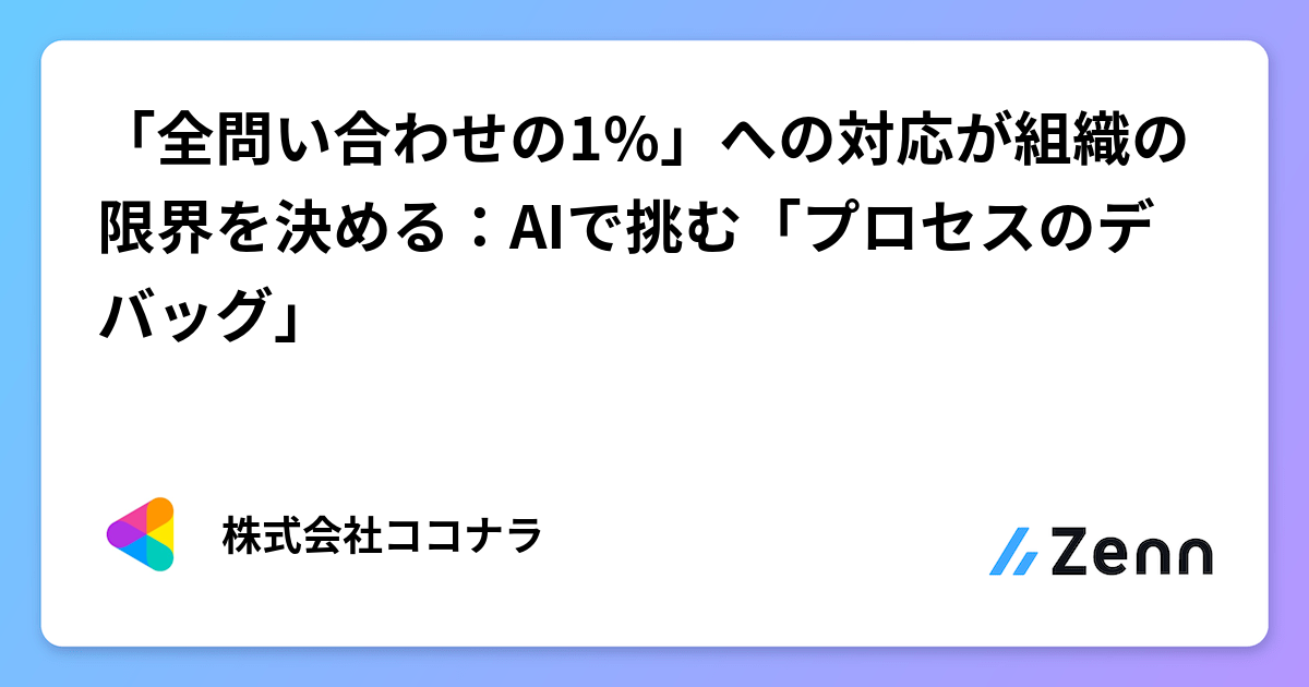 「全問い合わせの1%」への対応が組織の限界を決める：AIで挑む「プロセスのデバッグ」