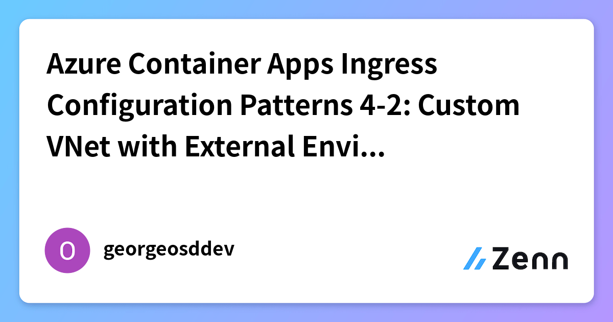 Azure Container Apps Ingress Configuration Patterns 4-2: Custom VNet ...