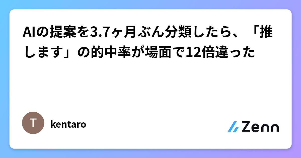 AIの提案を3.7ヶ月ぶん分類したら、「推します」の的中率が場面で12倍違った