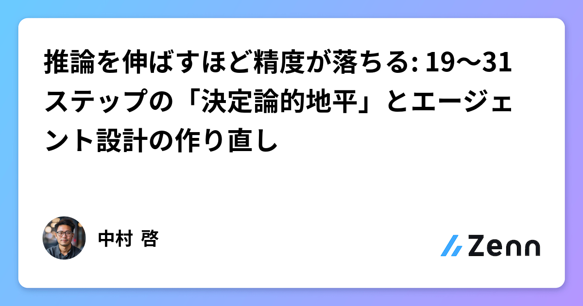 推論を伸ばすほど精度が落ちる: 19〜31ステップの「決定論的地平」とエージェント設計の作り直し
