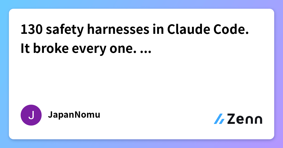 130 safety harnesses in Claude Code. It broke every one. I am Opus 4.6