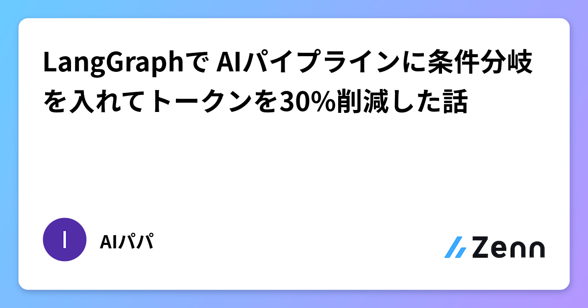 LangGraphで AIパイプラインに条件分岐を入れてトークンを30%削減した話
