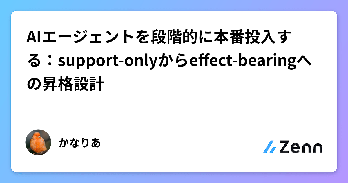 AIエージェントを段階的に本番投入する：support-onlyからeffect-bearingへの昇格設計