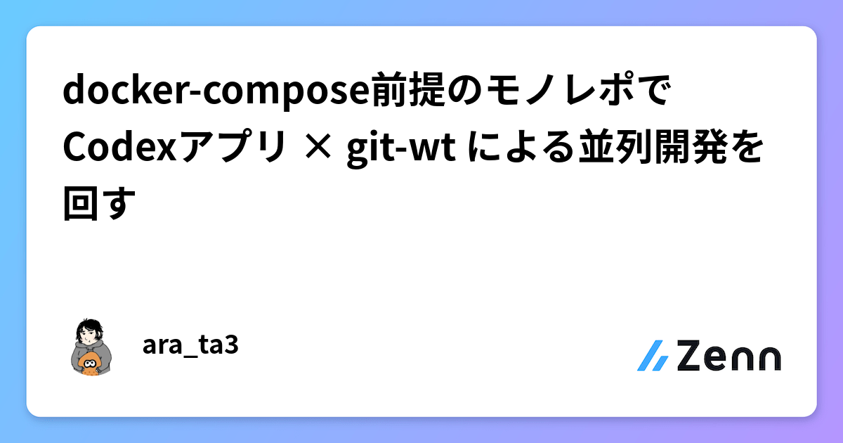 docker-compose前提のモノレポで Codexアプリ × git-wt による並列開発を回すのサムネイル