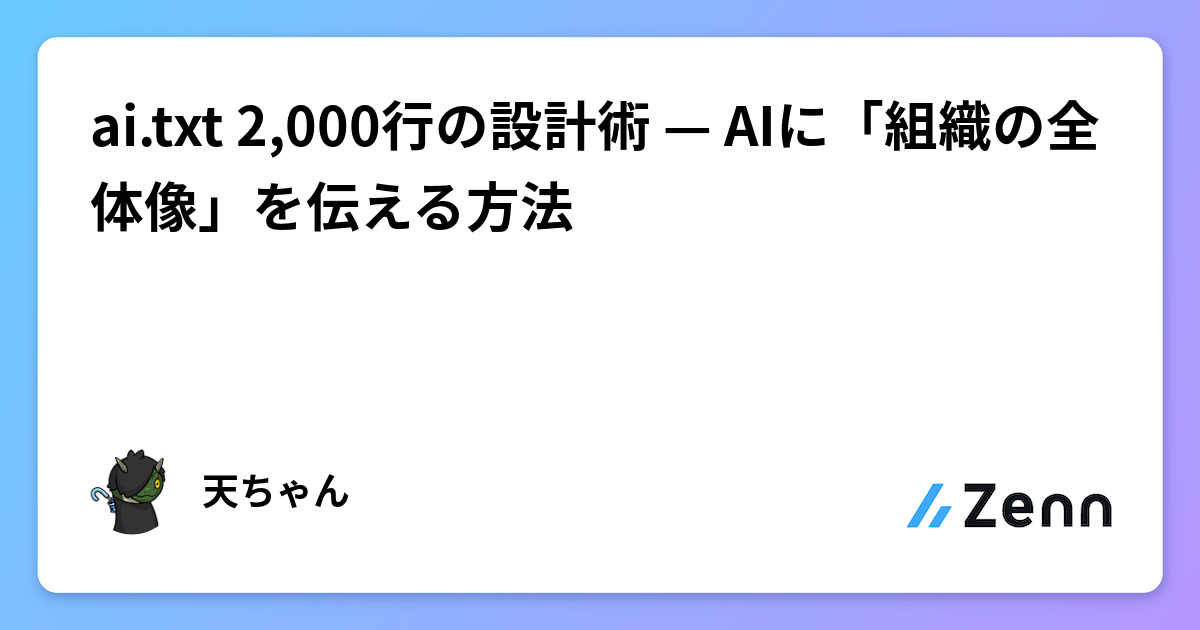 ai.txt 2,000行の設計術 — AIに「組織の全体像」を伝える方法