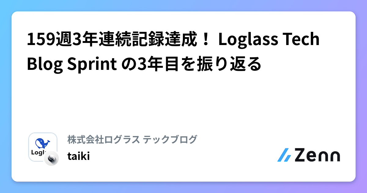 159週3年連続記録達成！ Loglass Tech Blog Sprint の3年目を振り返る
