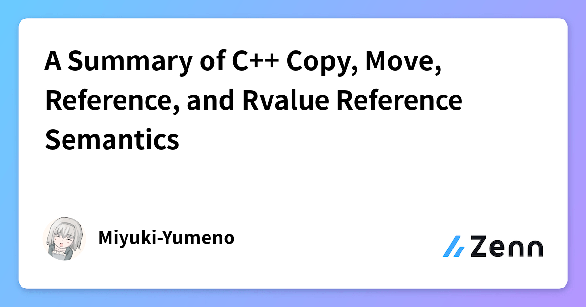 A Summary of C++ Copy, Move, Reference, and Rvalue Reference Semantics