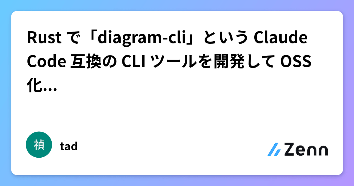 Rust で「diagram-cli」という Claude Code 互換の CLI ツールを開発して OSS 化しました！