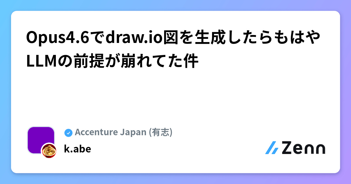 Opus4.6でdraw.io図を生成したらもはやLLMの前提が崩れてた件