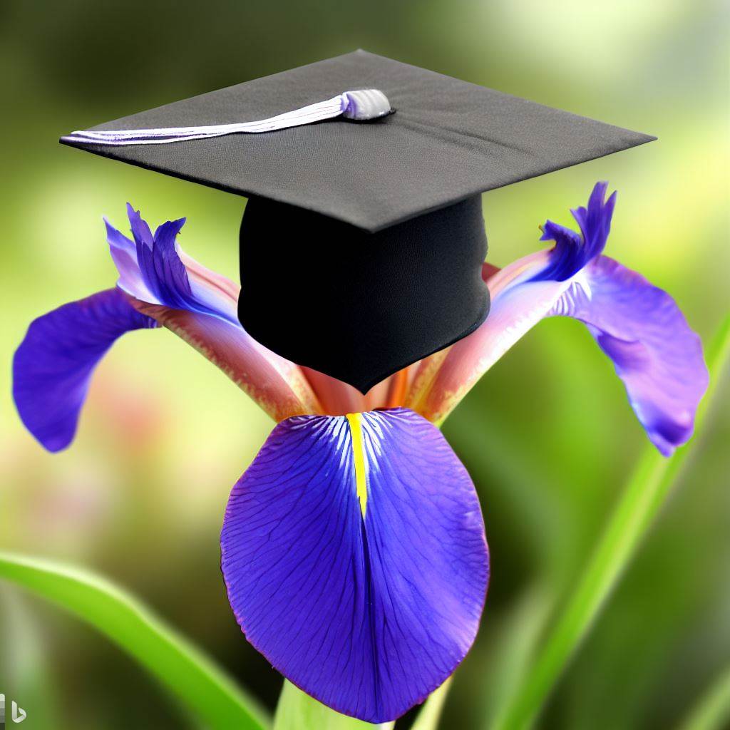 An iris wearing a college cap is a symbol of wisdom and achievement. The iris represents the knowledge and insight gained from education, while the cap signifies the completion and celebration of a degree. The purple color of the iris also conveys dignity and pride, as well as creativity and imagination. An iris wearing a college cap is a beautiful and meaningful way to honor a graduate and their journey of learning.