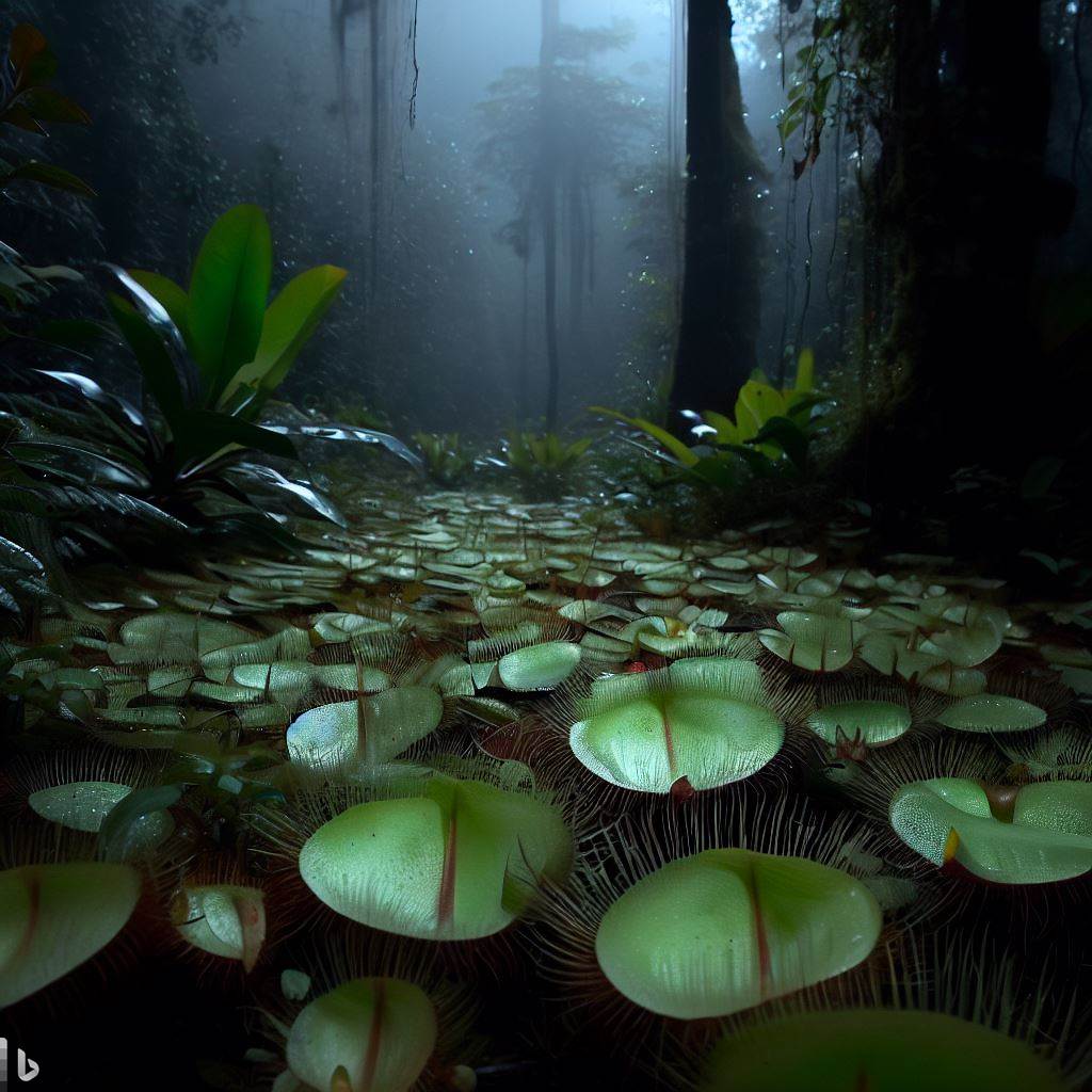 A forest covered in Venus Fly Traps. A rare moss only found in one forest in the world.