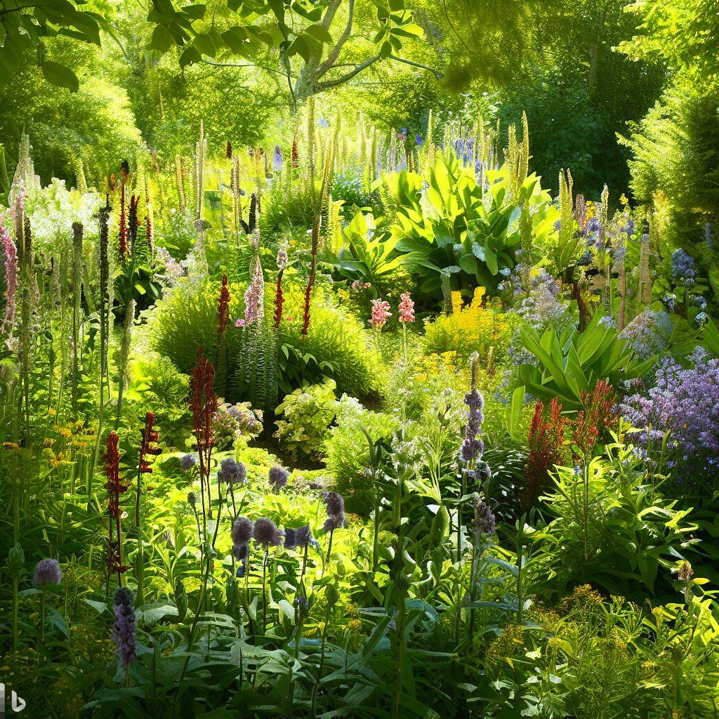 What a healing garden full of madicinal plants may look like.