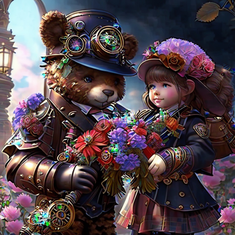 A traveling Teddy Bear giving away FlowersOfAppreciation.