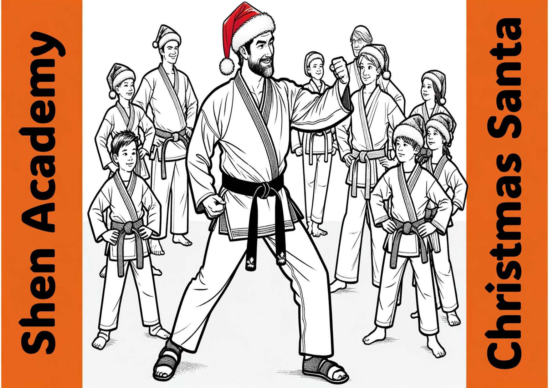 #Web3Media Free karate santa colouring page 