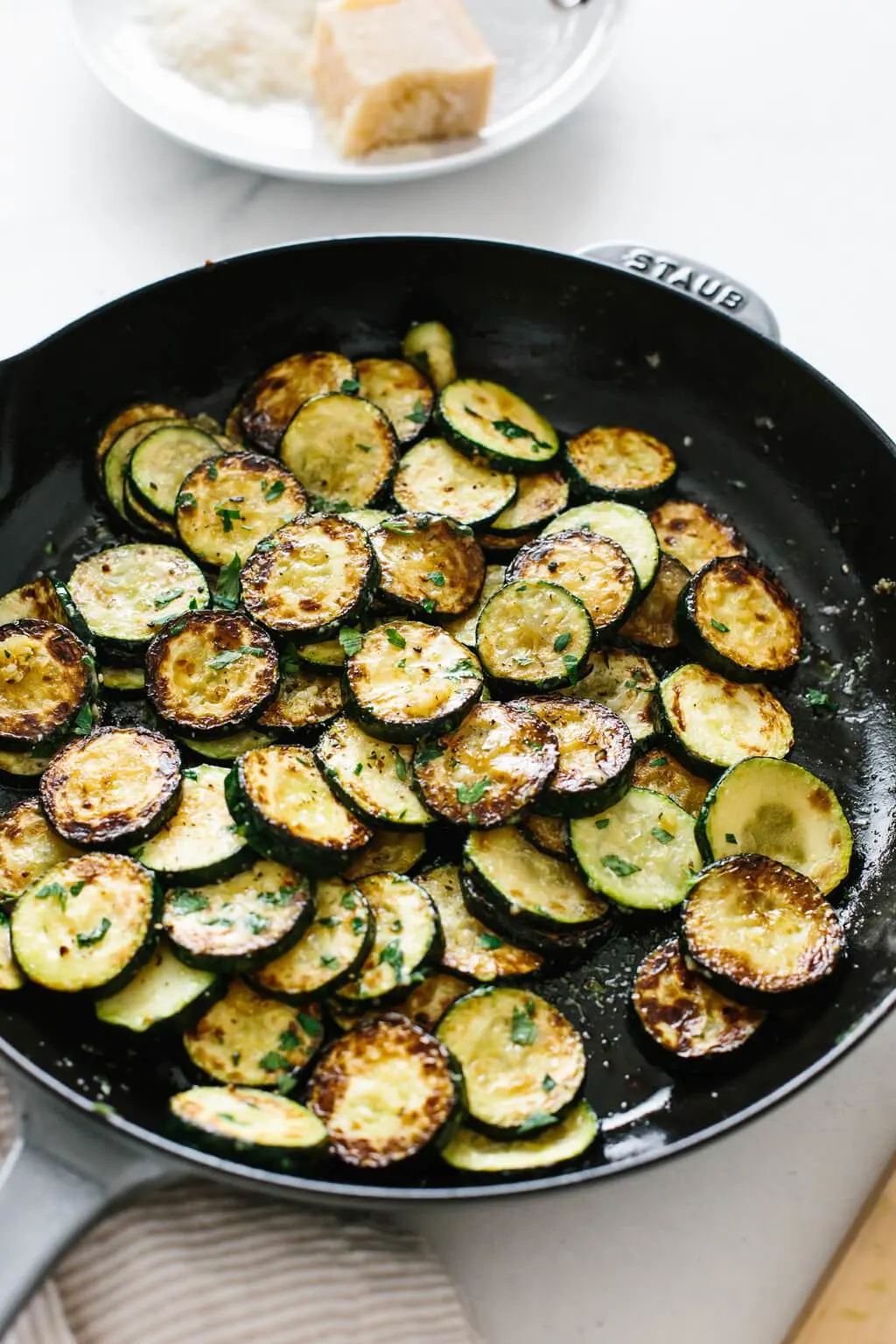 Sauteed Zucchini with Parmesan and Truffle Oil