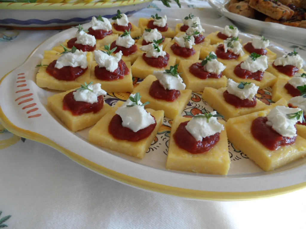 Polenta Triangles with Parmesan and Tomato Jam Polenta Triangles with Parmesan and Tomato Jam