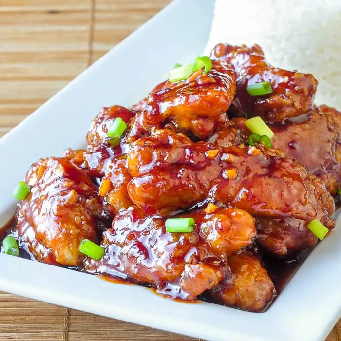 General Chicken with White Rice and Sauteed Vegetables