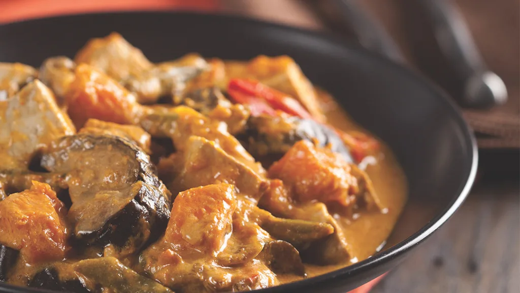 Roasted Eggplant and Tofu with Coconut Milk Curry Sauce