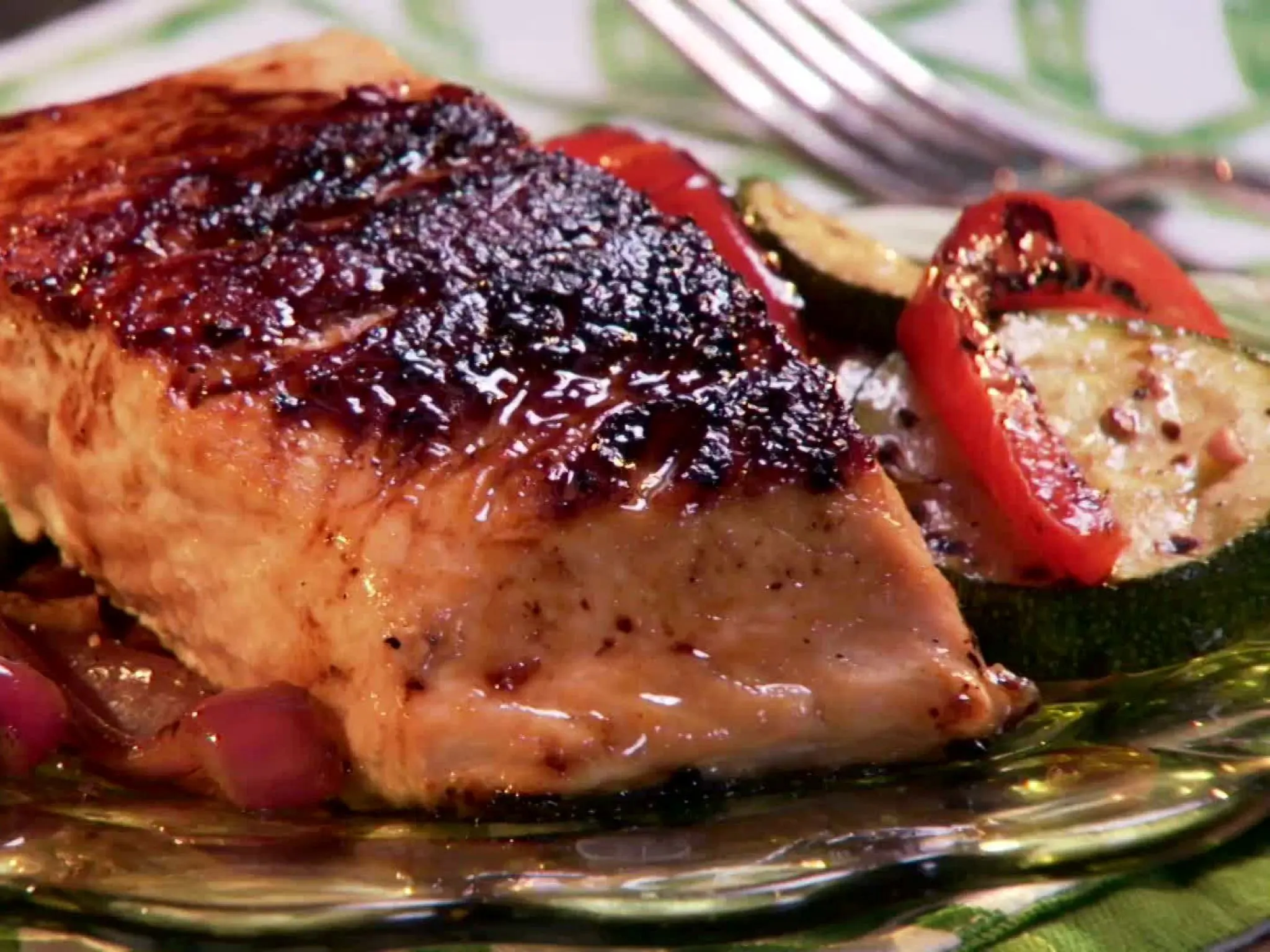 Maple Mustard Glazed Salmon with Fingerling Potatoes, Veggies, and Country Salad Maple Mustard Glazed Salmon with Fingerling Potatoes, Veggies, and Country Salad