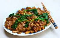 Vegetarian Tofu Pad See Ew with Crispy Veggie Roll