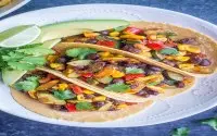 Two Vegetarian 3 Sisters Tacos GF DF and Fruit Salad Two Vegetarian 3 Sisters Tacos GF DF and Fruit Salad