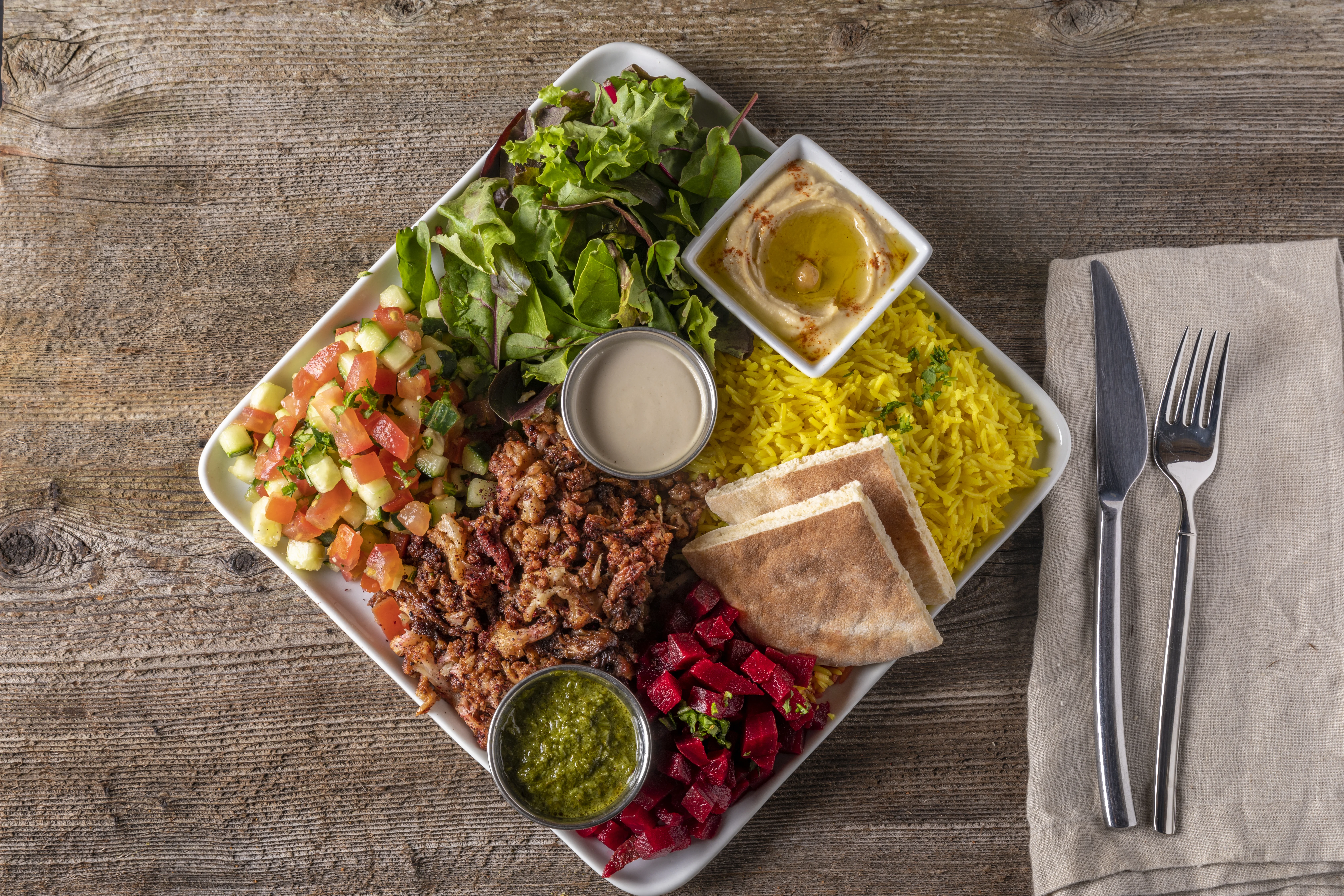 Vegan Cauliflower and Hummus Rice Plate
