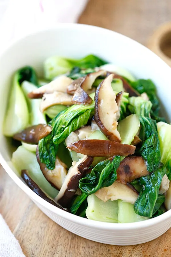 Vegan Mushroom and Bok Choy Stir Fry wih White Rice and Sauteed Vegetables