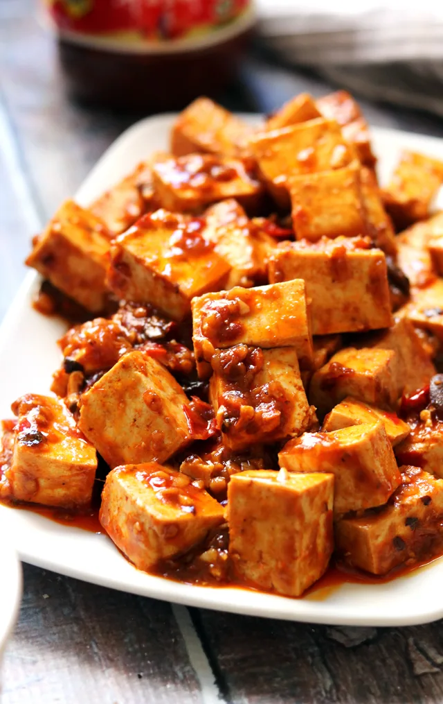 Mapo Tofu with Brown Rice and Sauteed Vegetables