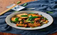 Fried Tofu with Brown Rice and Sauteed Vegetables