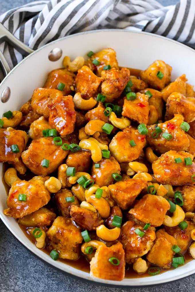 Cashew Chicken with White Rice and Sauteed Vegetables