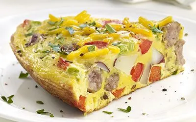 Hot Link Quiche with Chipotle Salsa and Fruit Salad Hot Link Quiche with Chipotle Salsa and Fruit Salad