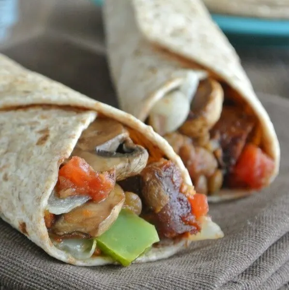Vegan Gluten-Free Breakfast Burrito with Chipotle Salsa and Fruit Salad Vegan Gluten-Free Breakfast Burrito with Chipotle Salsa and Fruit Salad