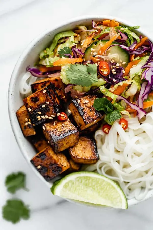 Lemongrass Tofu with Rice Noodles and Pickled Vegetables Lemongrass Tofu with Rice Noodles and Pickled Vegetables