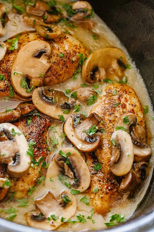 Chicken Mushroom Marsala with Steamed Rice and Veggies