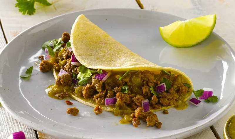 Vegan Impossible Street Tacos with Mixed Green Salad