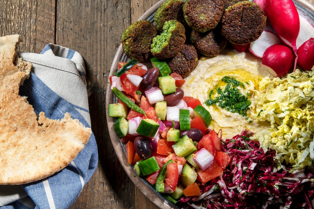 Vegan Falafel and Eggplant Plate