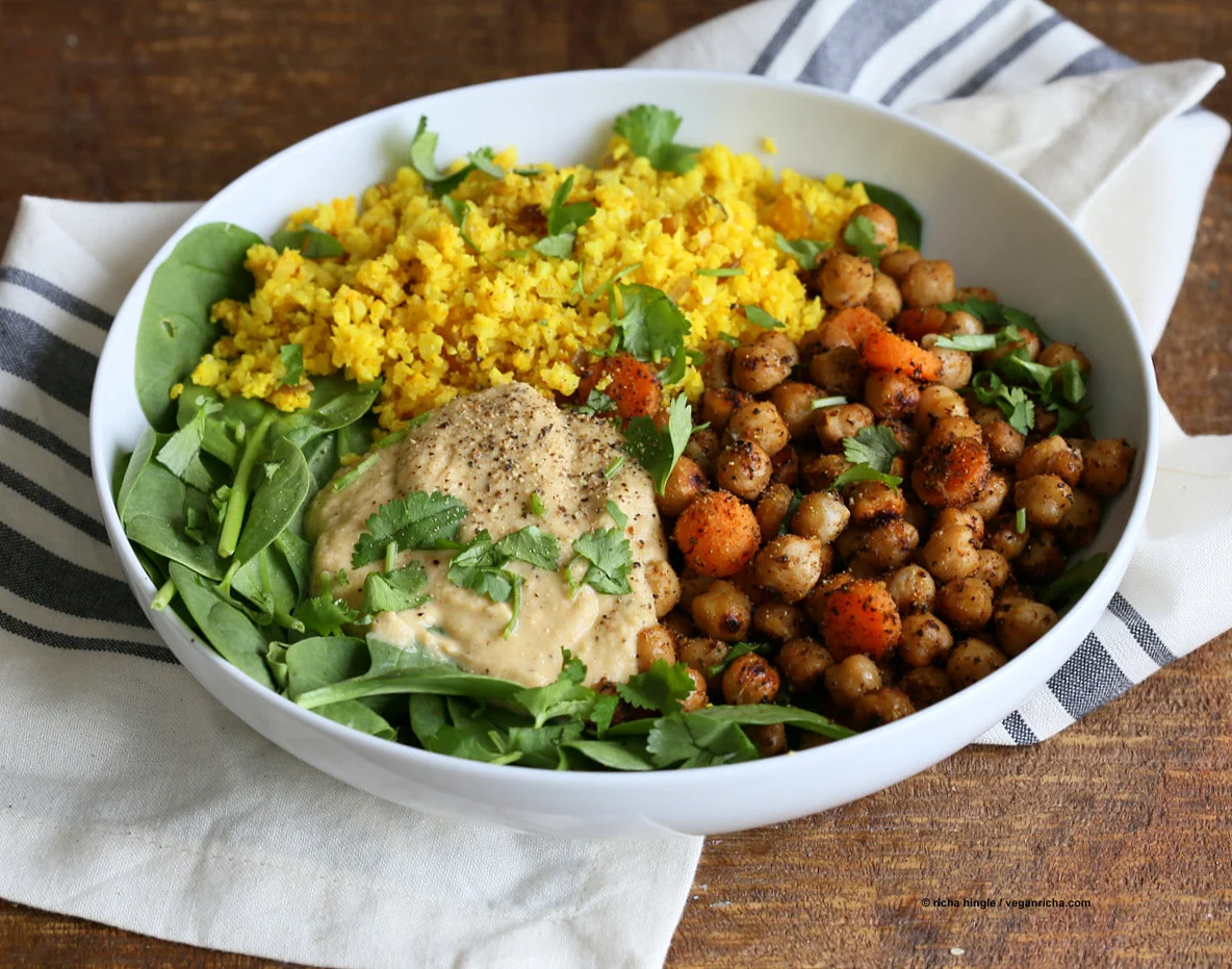 Vegan Cauliflower and Garbanzo Rice Bowl
