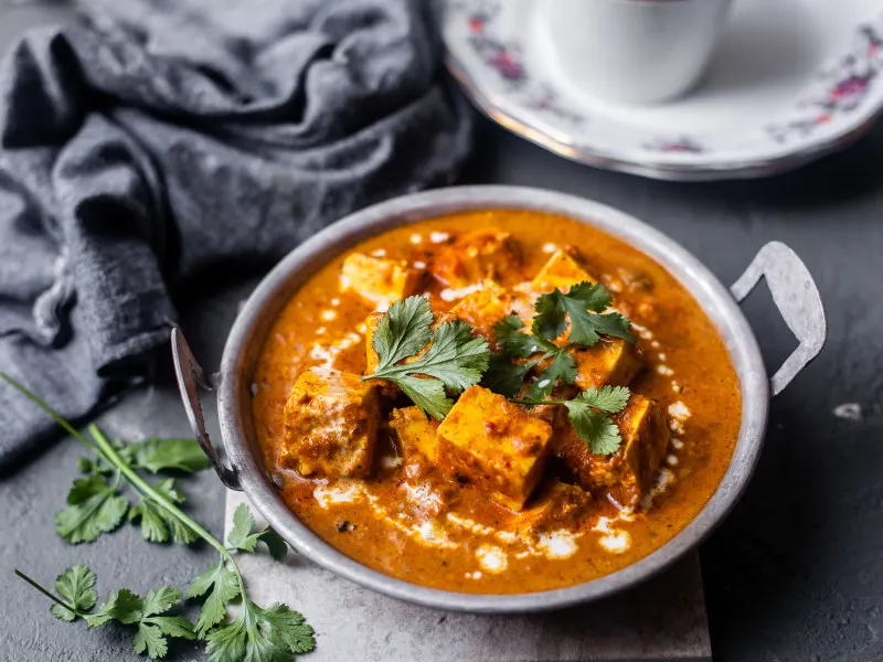 Vegetarian Paneer Tikka Masala with Basmati Rice and Gobi Vegetarian Paneer Tikka Masala with Basmati Rice and Gobi