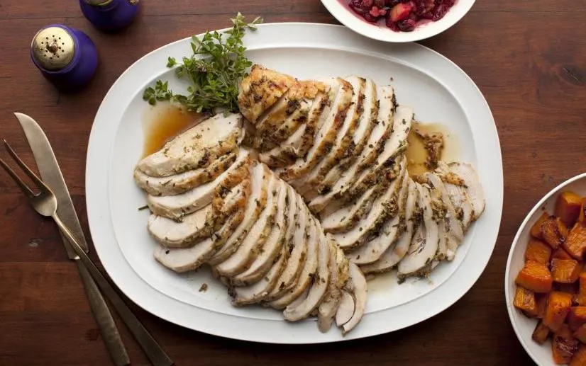 Roasted Herb Turkey Breast with Maple Glazed Sweet Potatoes and Roasted Brussel Sprouts Roasted Herb Turkey Breast with Maple Glazed Sweet Potatoes and Roasted Brussel Sprouts