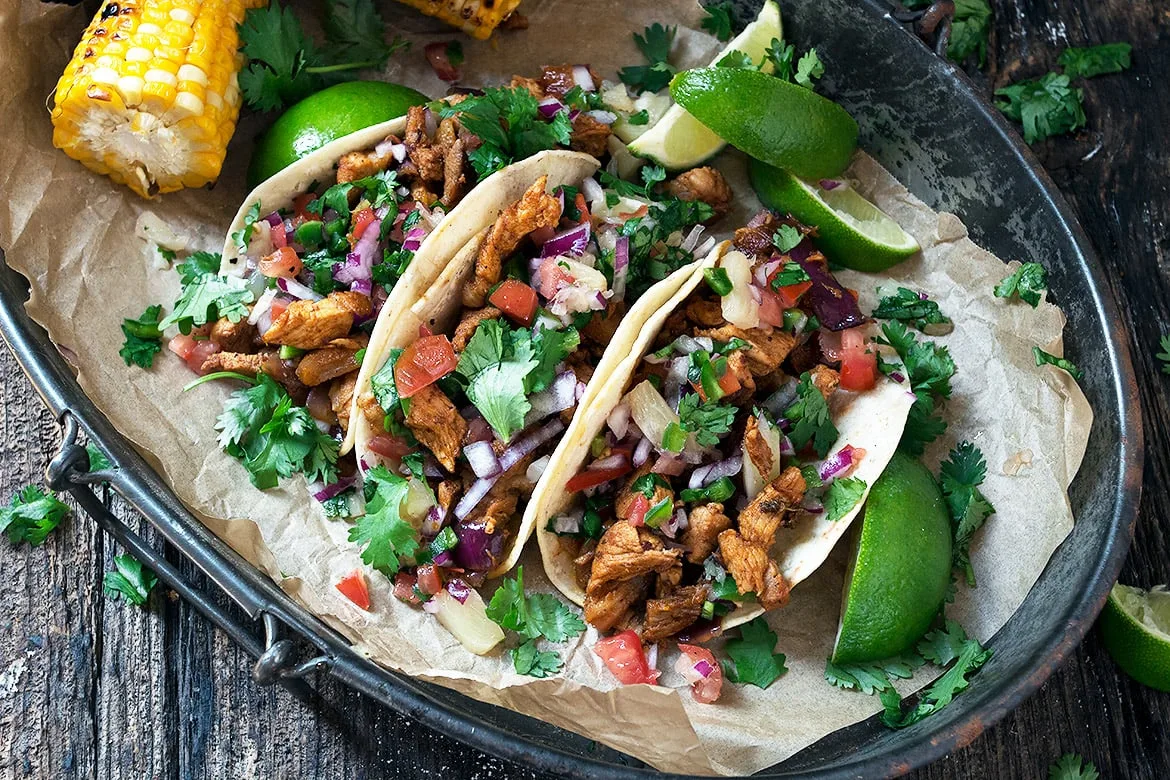 Tacos Al Pastor with Cilantro Rice and Black Beans Tacos Al Pastor with Cilantro Rice and Black Beans