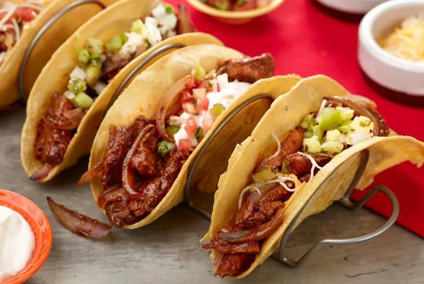 Grilled Beef Tacos with White Rice and Grilled Mexican Corn Grilled Beef Tacos with White Rice and Grilled Mexican Corn